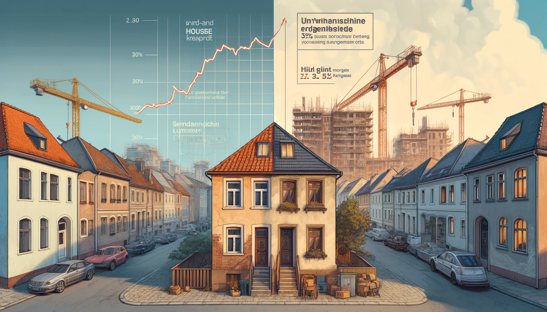 DALL·E 2024-05-19 14.58.03 - An illustrative cover image for a discussion on the German real estate market in 2024. The scene features a split view_ on the left, a slightly w
