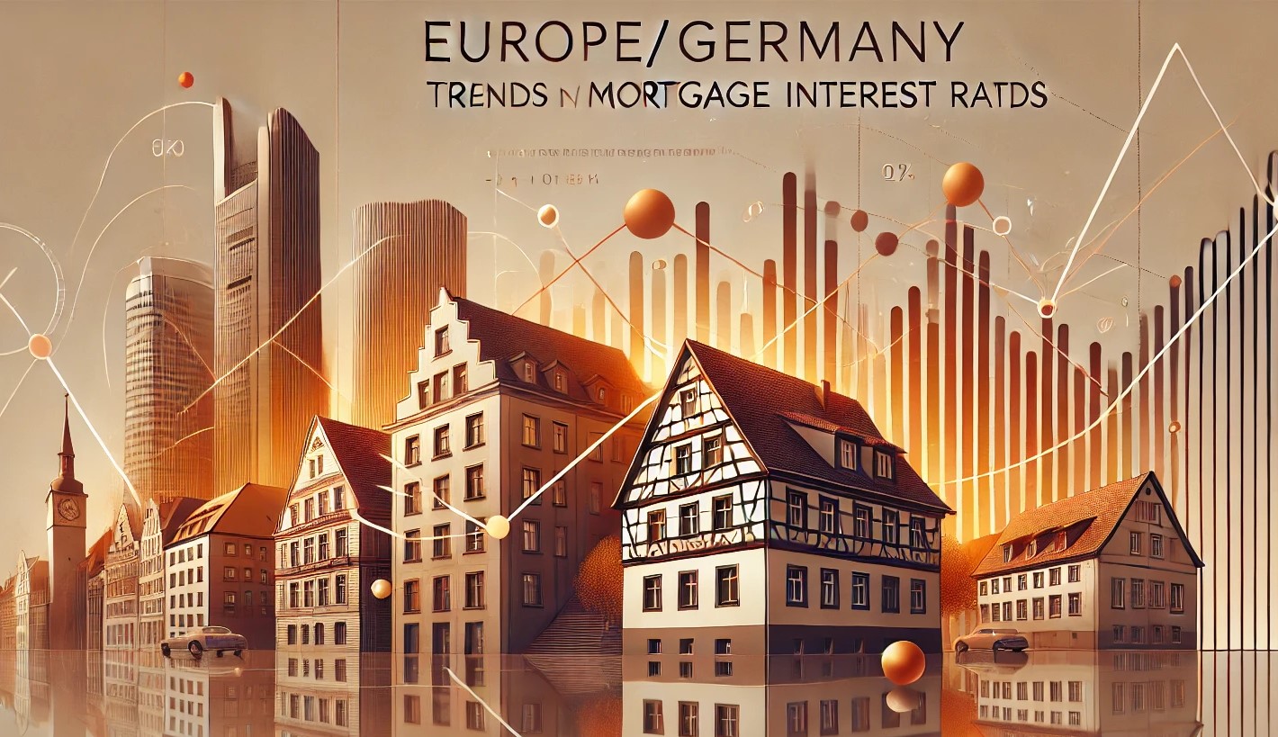 DALL·E 2024-10-01 16.56.40 - A professional and sleek horizontal cover image for the theme 'Trends in European_German Mortgage Interest Rates', using a warm color palette but with
